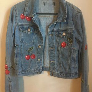 Jean jacket w/ cherry patches